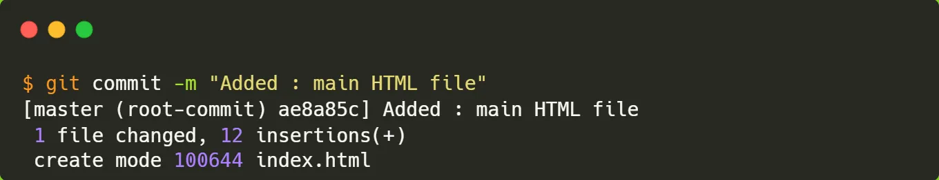 Output of git commit